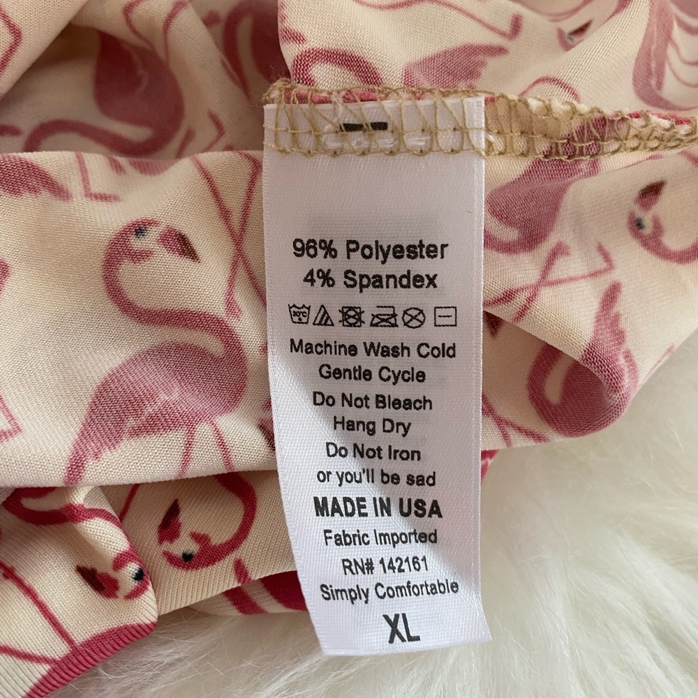 LuLaRoe Beige and Pink Flamingo Print Julia Dress - Picture 4 of 5